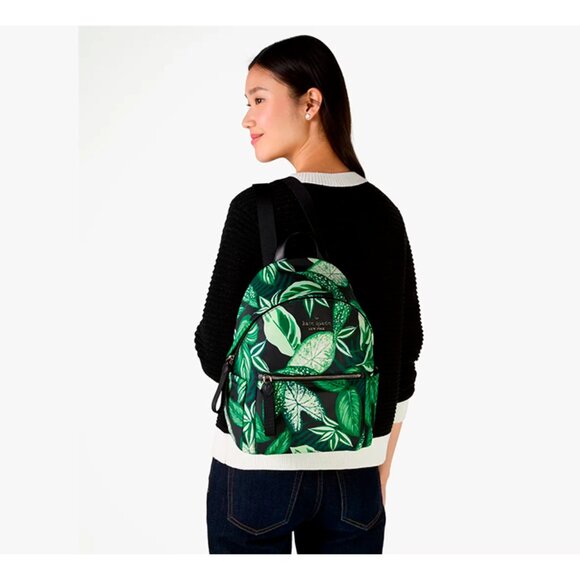 S Kate Spade Chelsea Green Fern Foliage Medium Backpack KH414 NWT $299 Retail main image 7